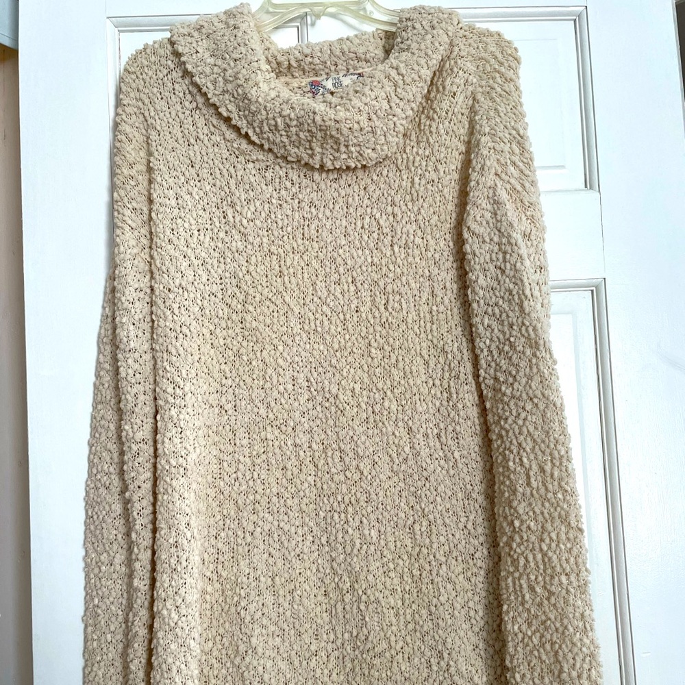 Cowl neck popcorn sweater